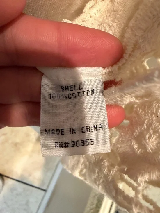 Rebellion Cream Crochet Fringe Open-Front Cardigan - Picture 7 of 9